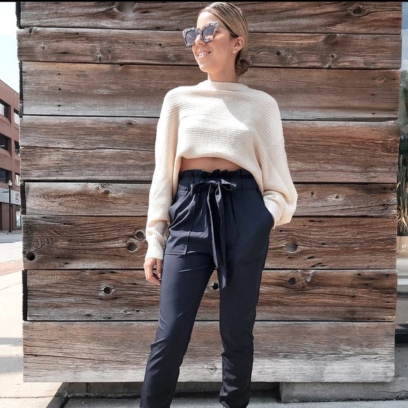 Cropped Ribbed Dolman Bat Sleeve Sweater - Picture 5 of 8